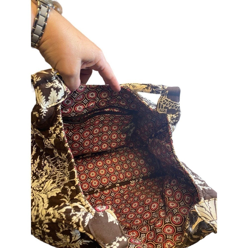 Vera Bradley Imperial Toile Large Hobo Shoulder Bag Brown White Pink Birds - Picture 10 of 16
